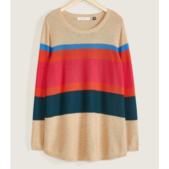 Plus Size 2X 100% Cotton Striped Sweater Tunic Penningtons - Picture 1 of 6